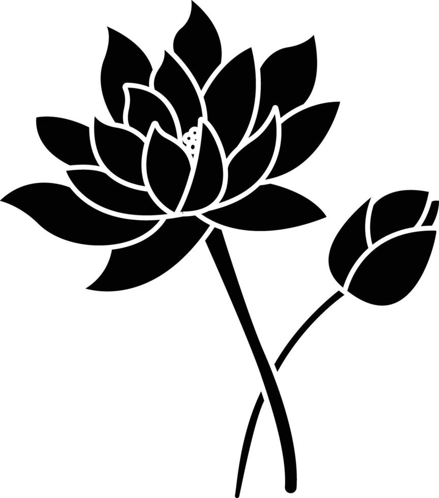 Lotus flower solid glyph illustration vector