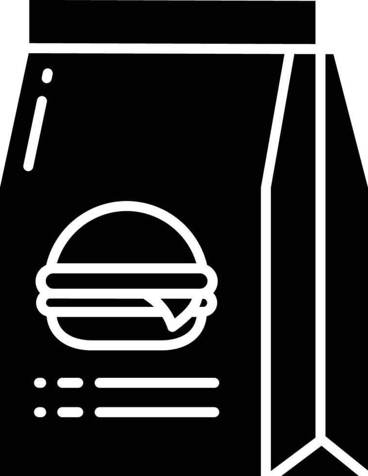 Paper burger bag solid glyph illustration vector