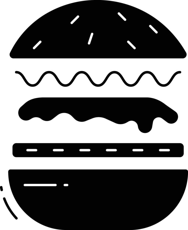 Burger solid glyph illustration vector