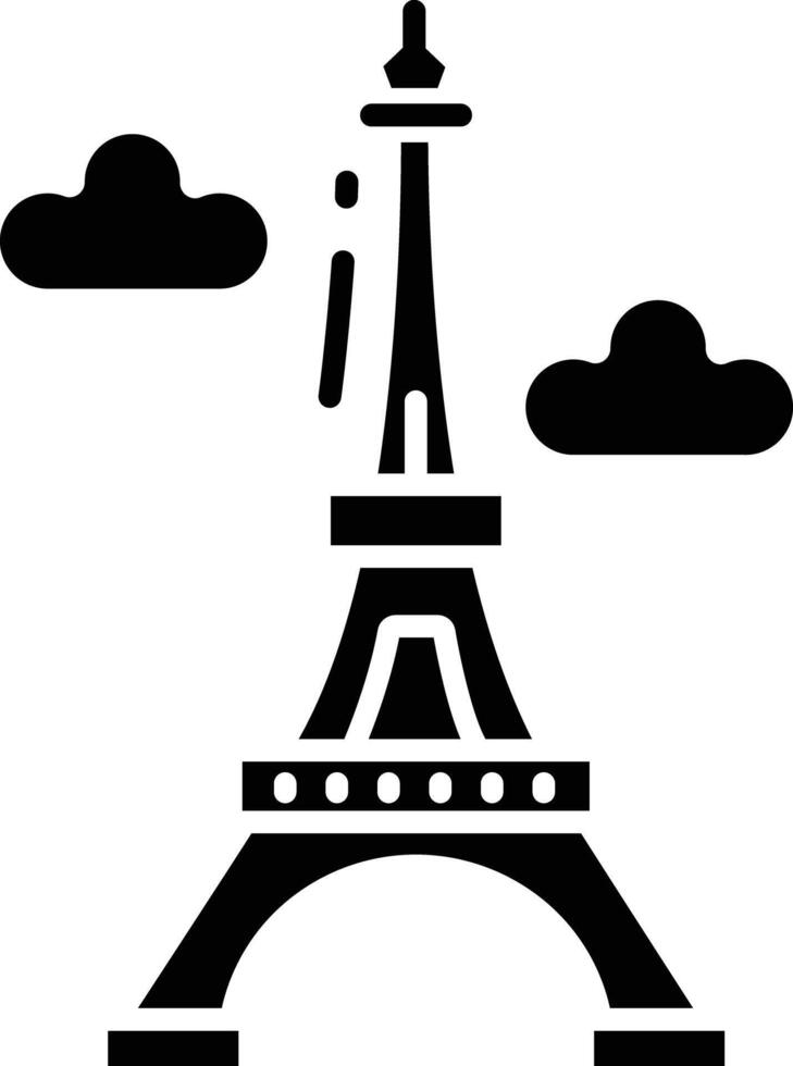 Eiffle tower solid glyph illustration vector