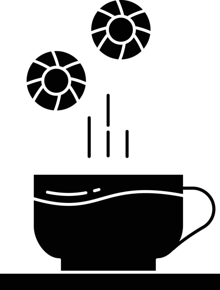 Tea and biscuits solid glyph illustration vector
