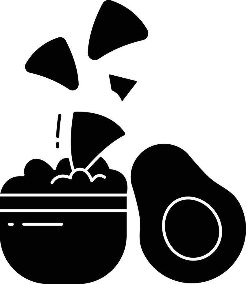 nachos with avocado dip solid glyph illustration vector