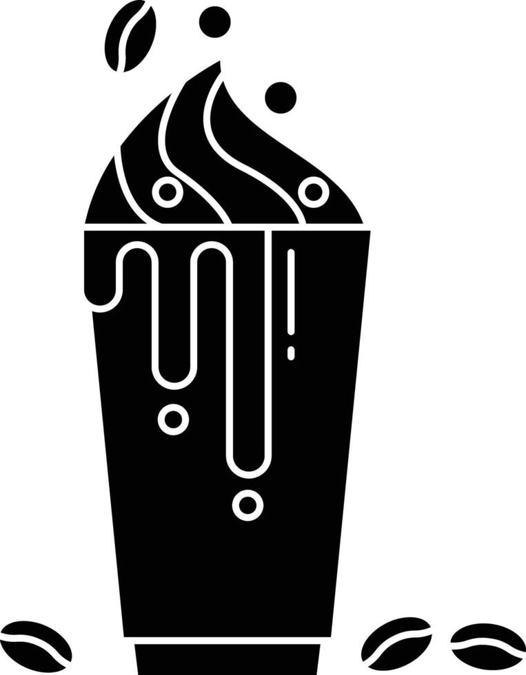 floating-coffee-with-beans solid glyph illustration vector