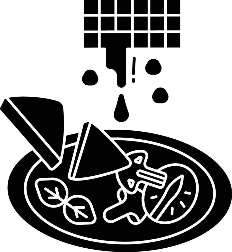waffle and potato cutlets solid glyph illustration vector