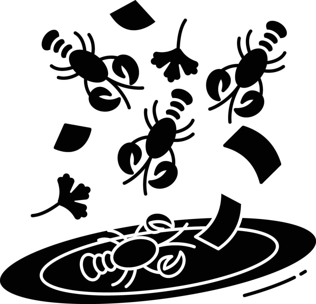 crayfish solid glyph illustration vector