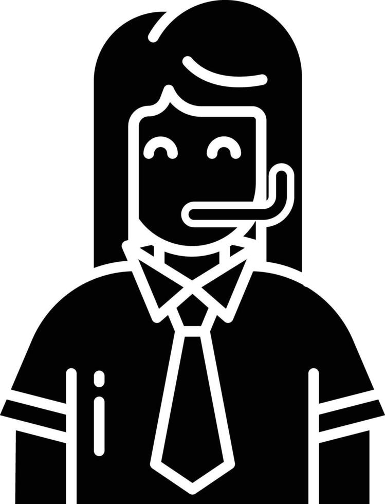 Commentator girl solid glyph illustration vector