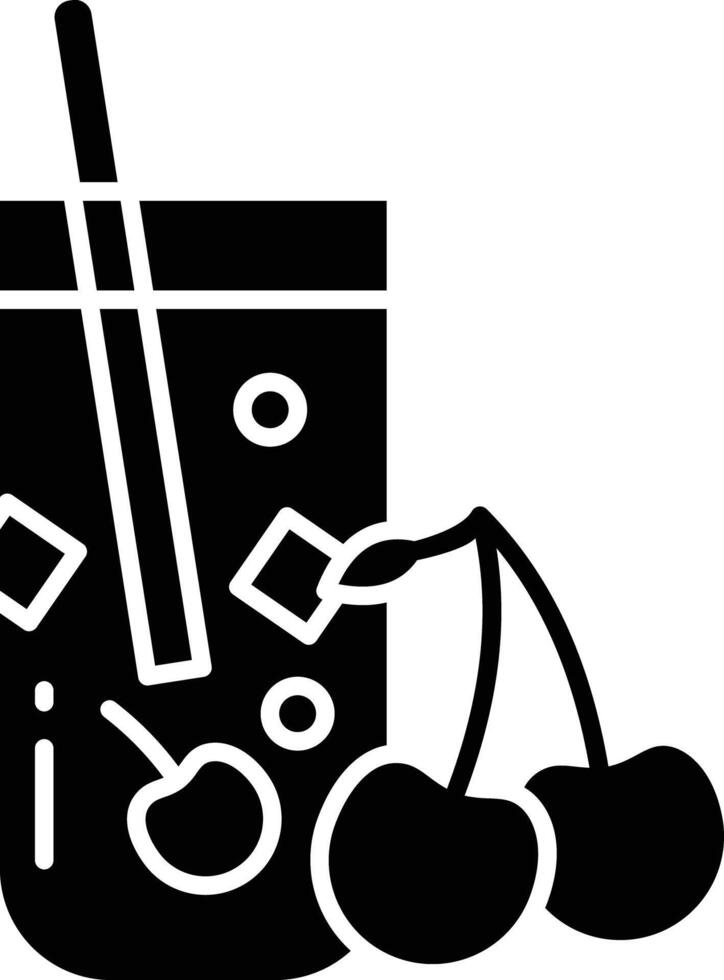 Cherry slice solid glyph illustration vector