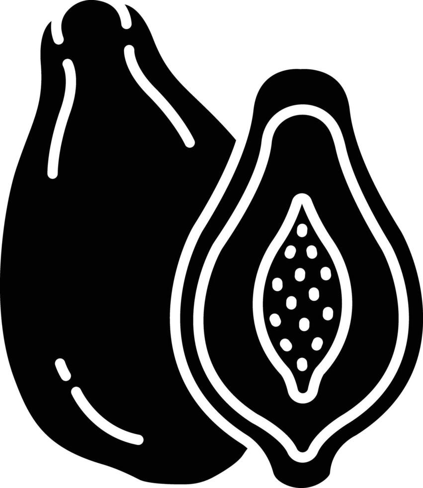 Papaya cut solid glyph illustration vector