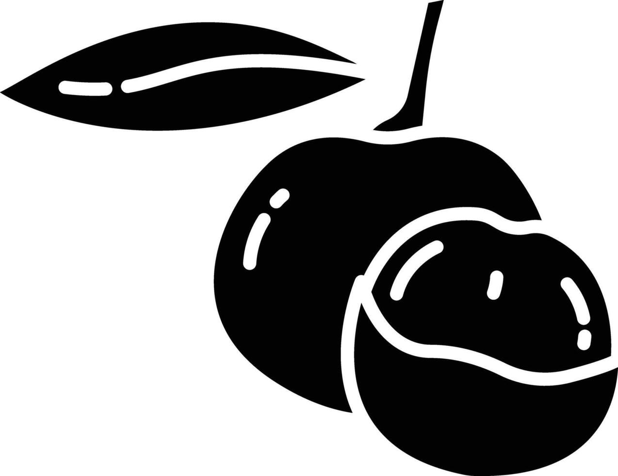Lychee cut solid glyph illustration vector
