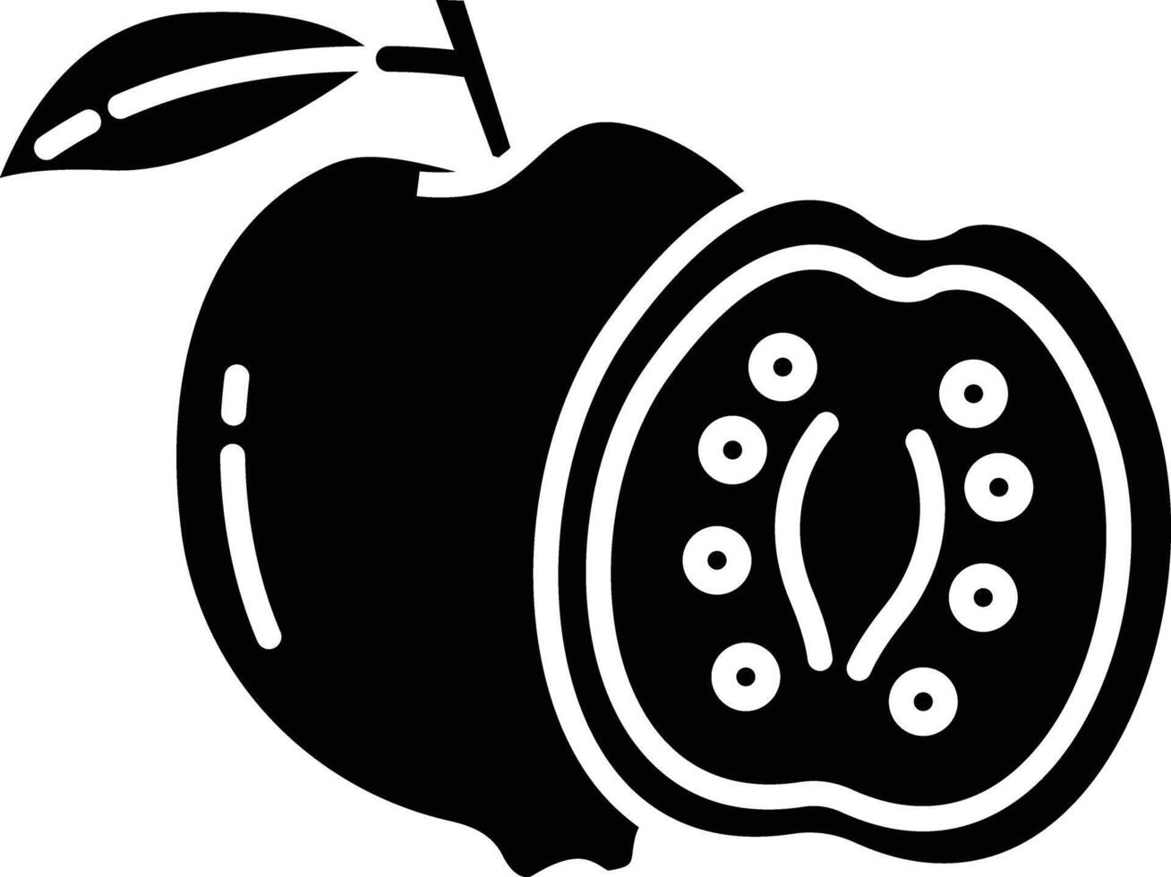 Guava slice solid glyph illustration vector