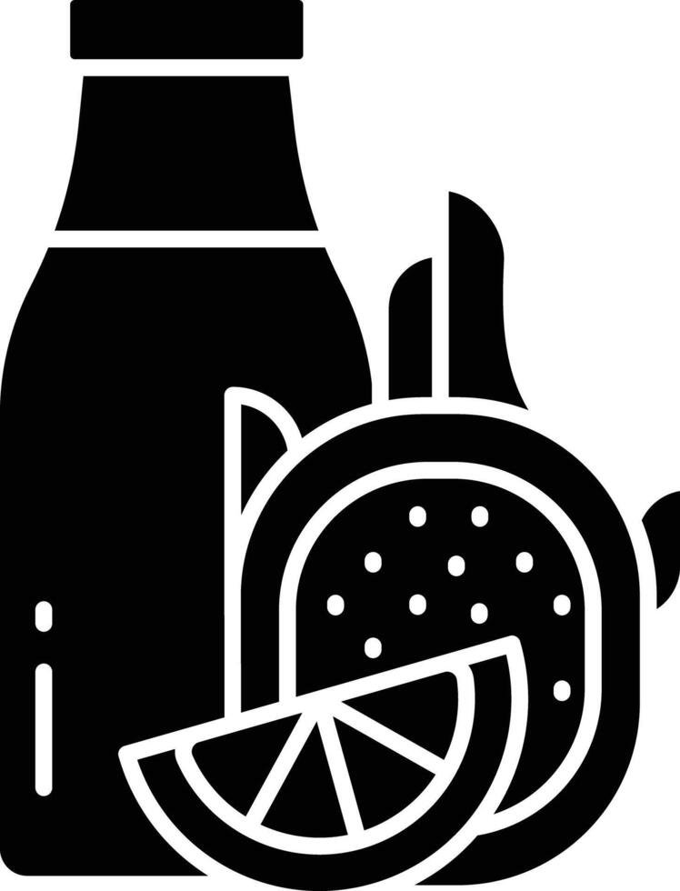 Dragon fruit smoothie solid glyph illustration vector