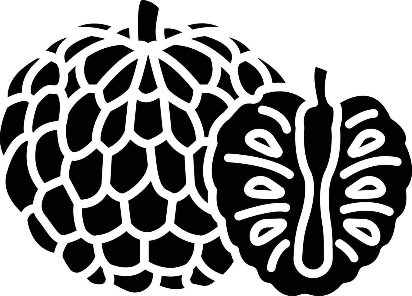 Custard apple cut solid glyph illustration vector