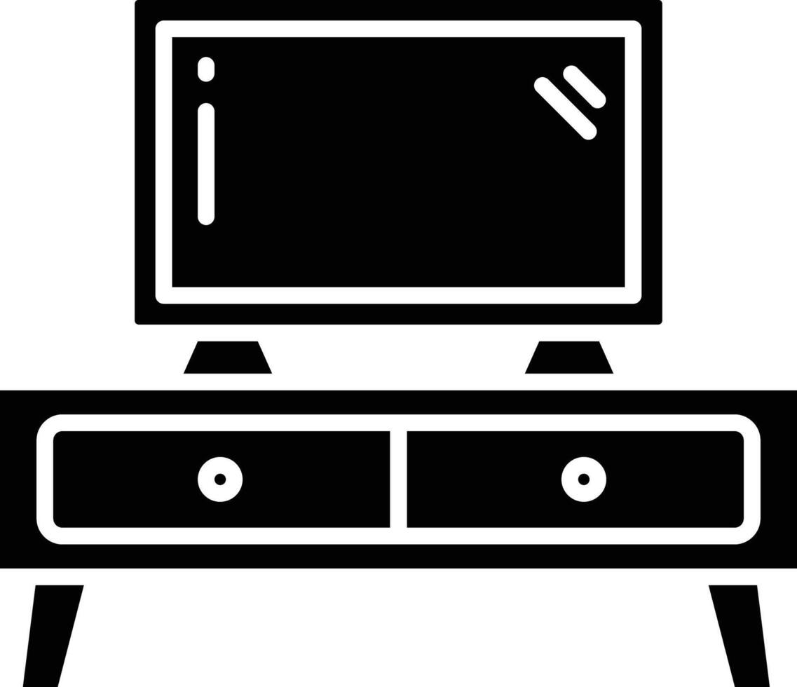 Tv Table solid glyph illustration vector