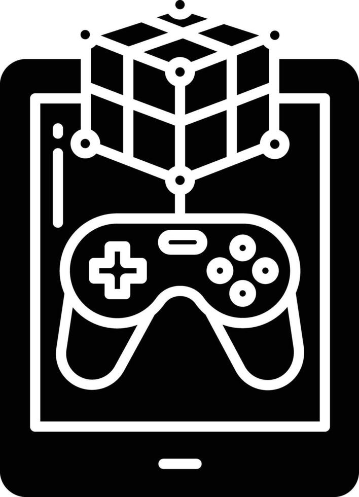 Tablet game solid glyph illustration vector