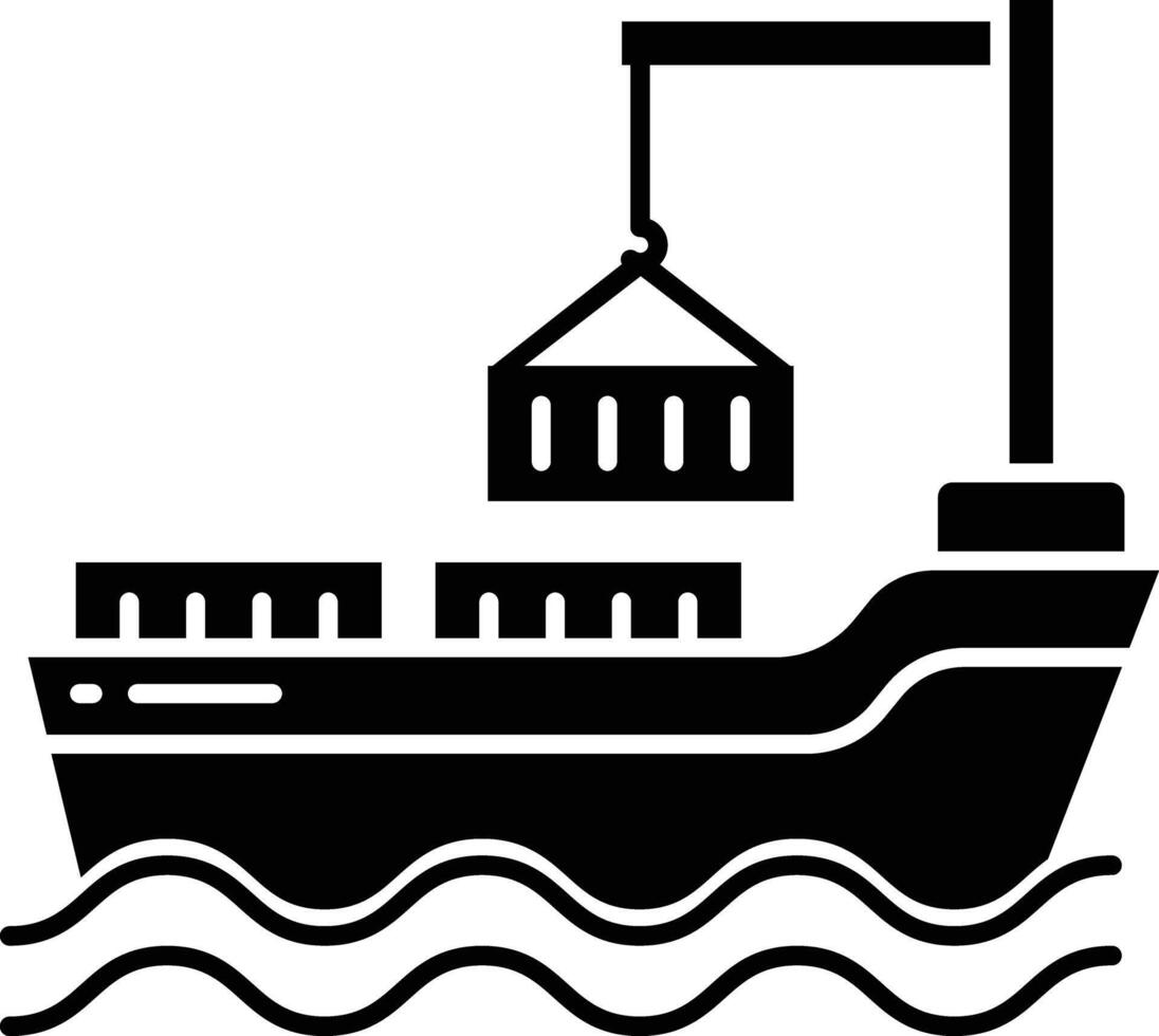 Ship solid glyph illustration vector