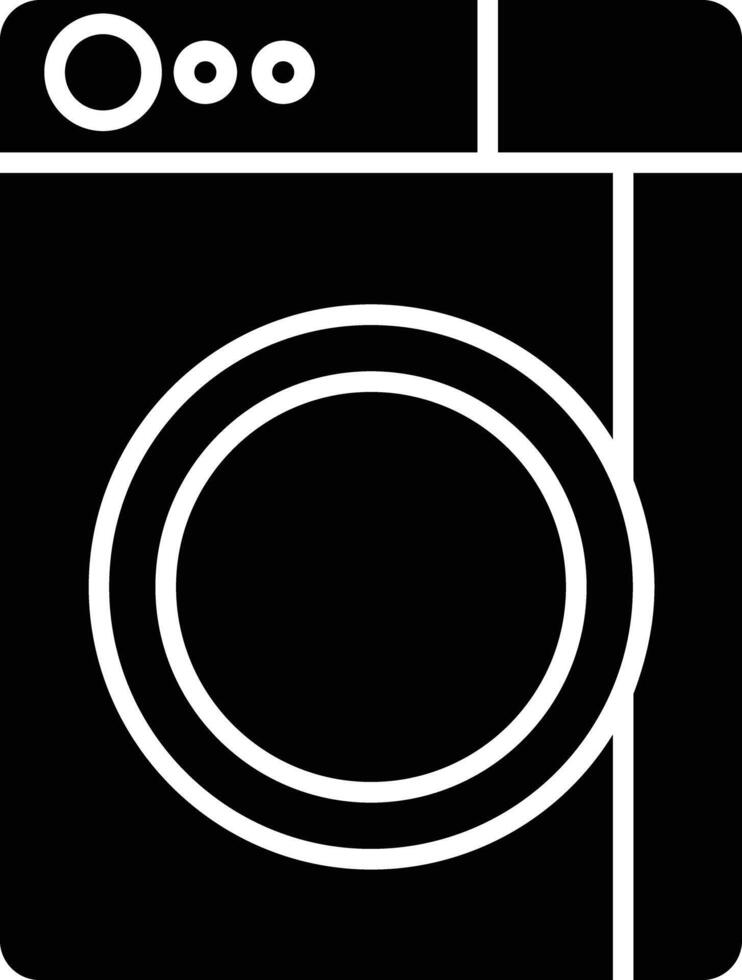 Washing machine solid glyph illustrations vector