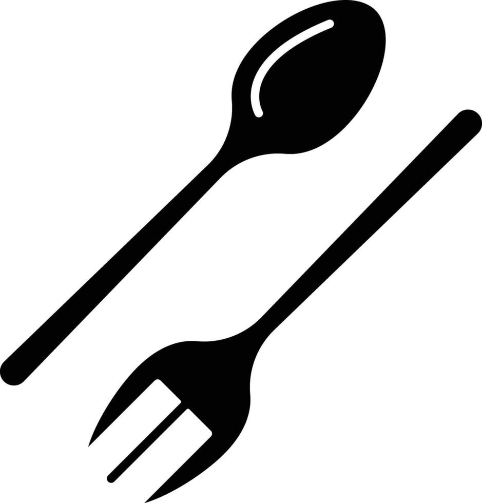 spoon and fork solid glyph illustration vector