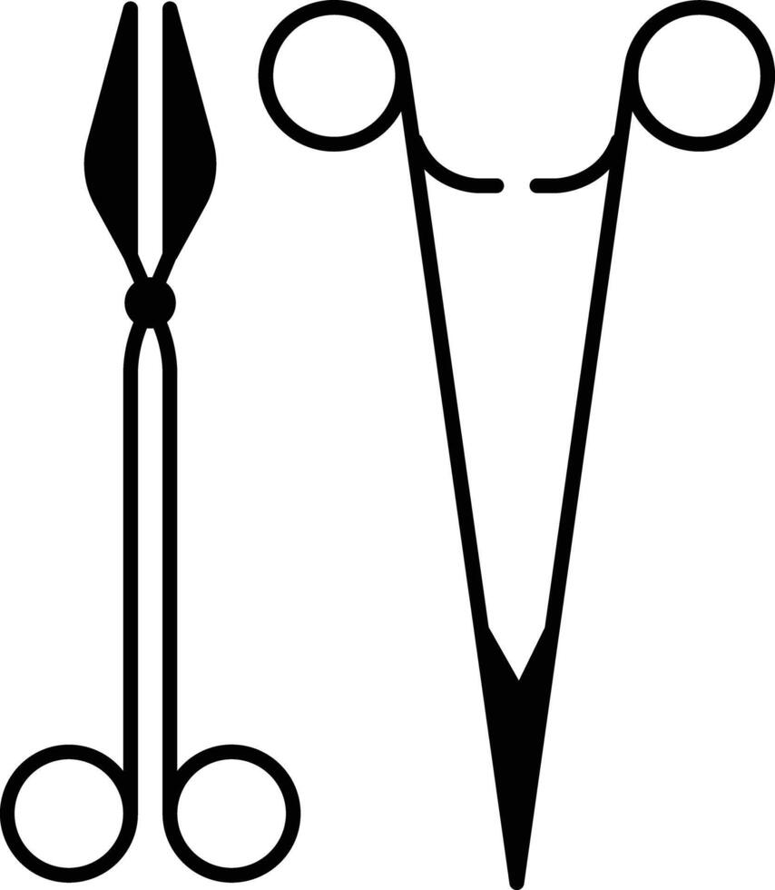 Surgical scissors solid glyph illustration vector