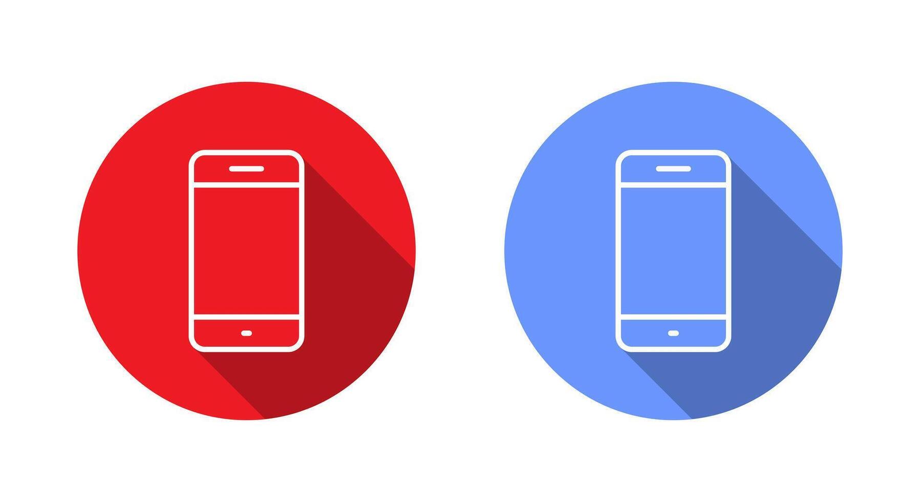 Mobile phone icon with long shadow. Cellphone symbol in line style vector