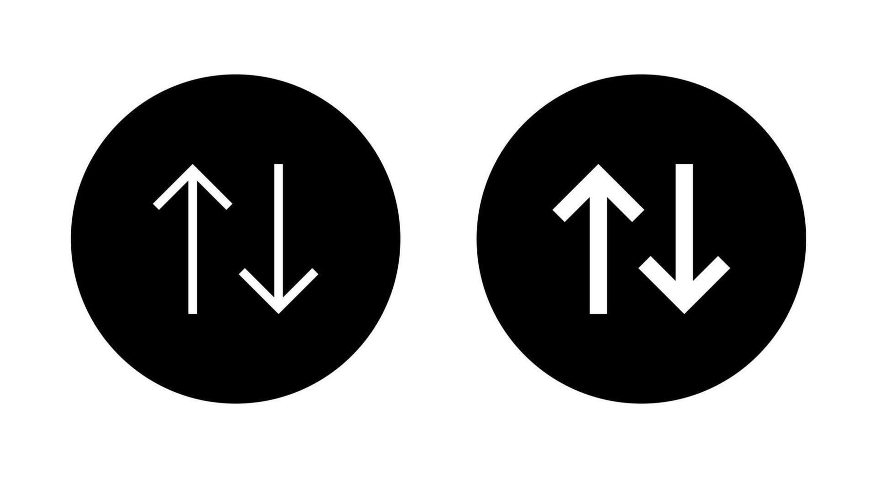 Arrow sort icon on black circle. Item sorting sign symbol vector
