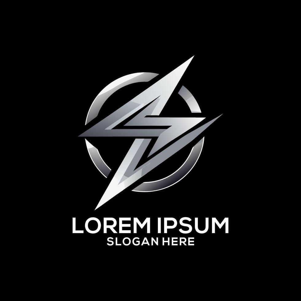 Luxury Golden Electric Logo with abstract letter bolt logo template design Brand Electric Logo. Electric Logo for business, vector