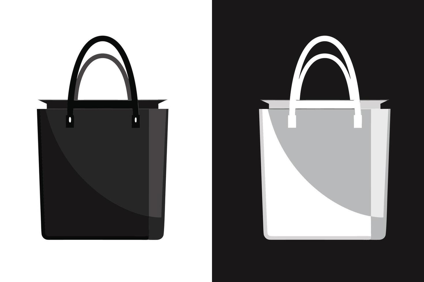Black and white Color Tote Bag Mockup vector