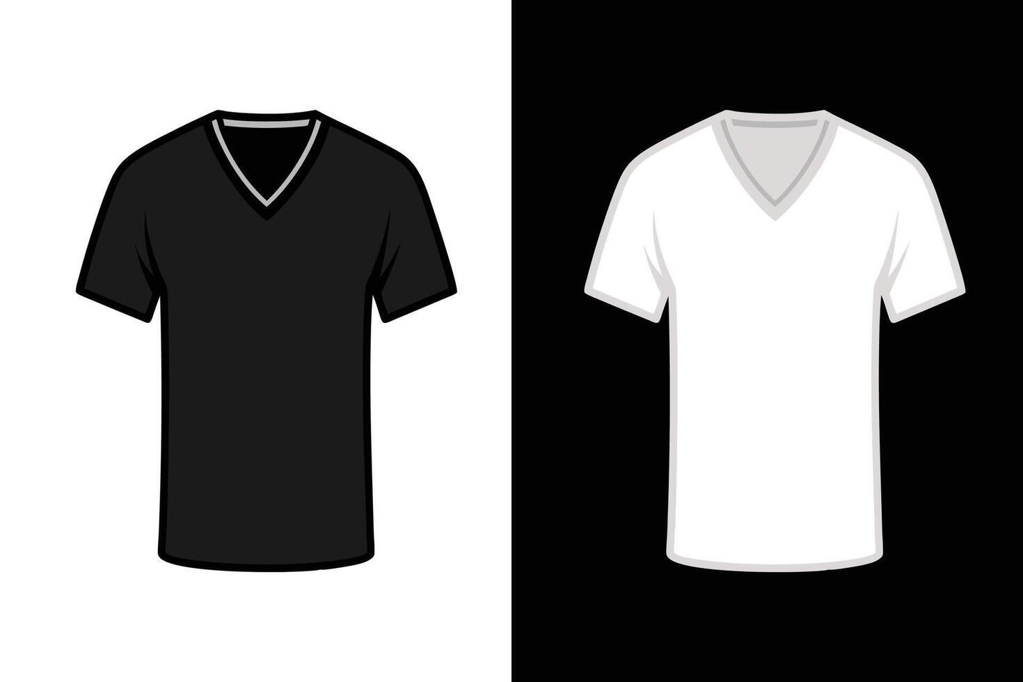 Black Color women V Neck T shirt Mockup vector