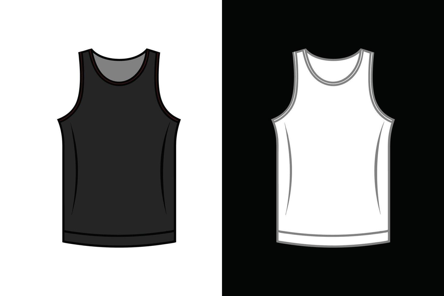 Black Color Men Tank Top Mockup vector