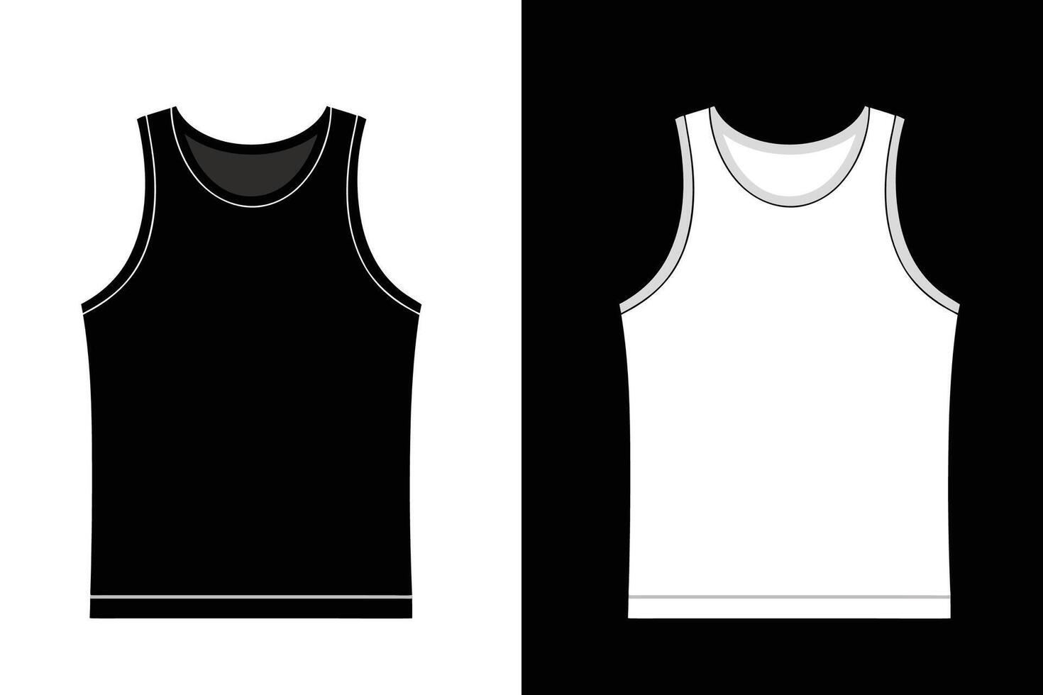 Black Color Men Tank Top Mockup vector