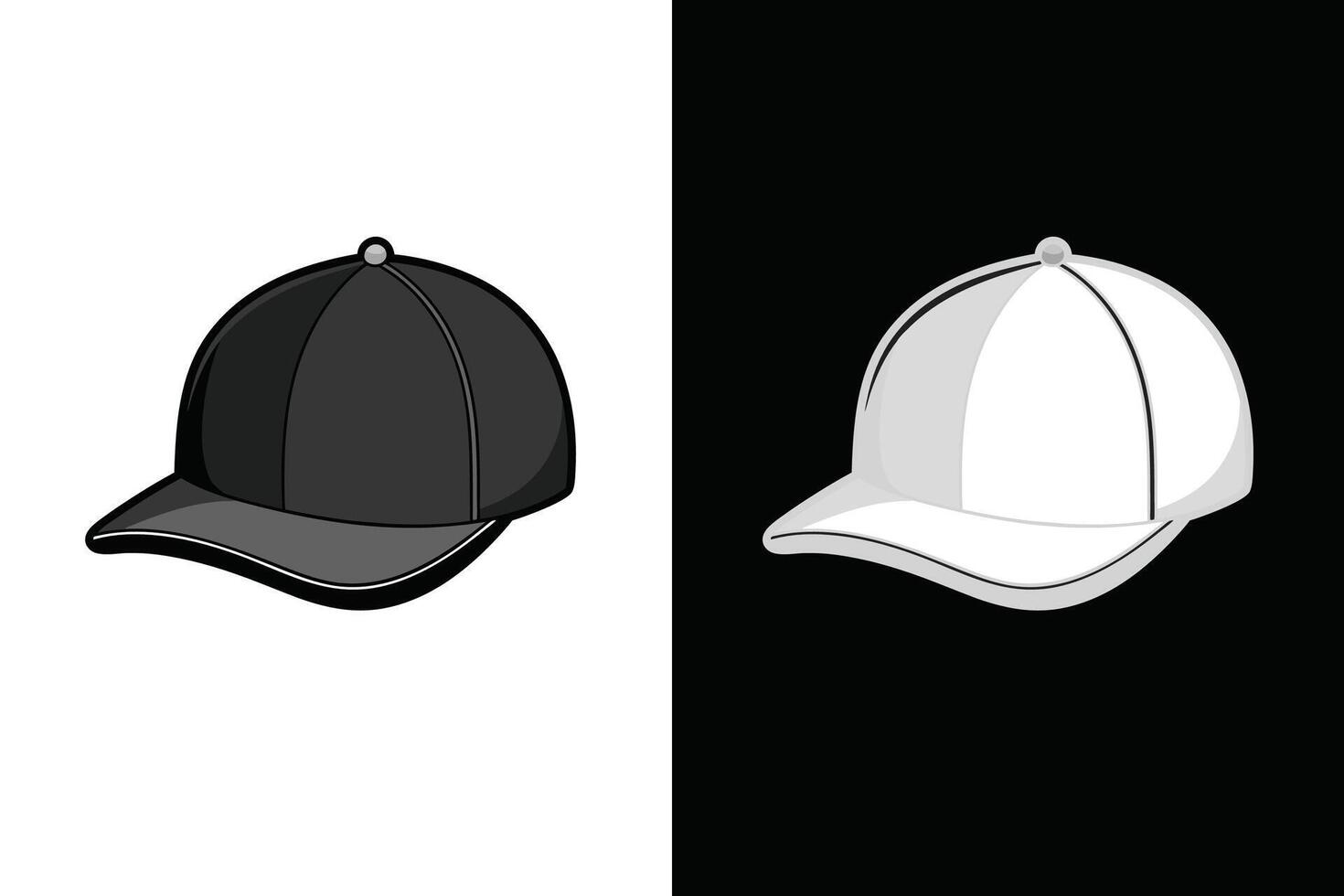 Black and white Color Cap Hat Mockup vector