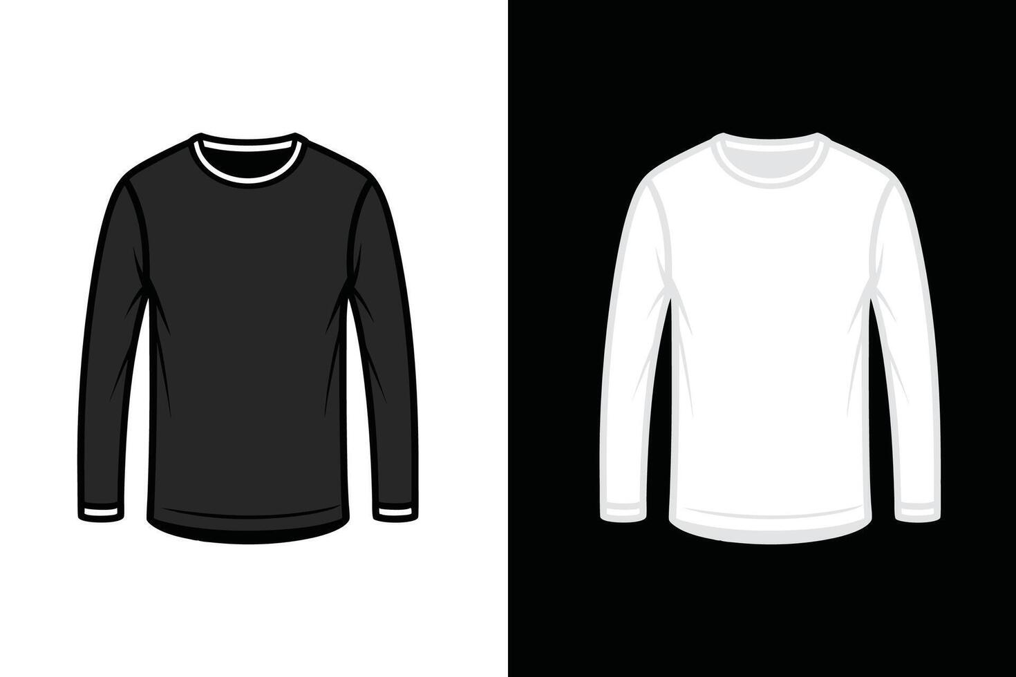 Black and white Color unisex Long Sleeve T shirt Mockup vector