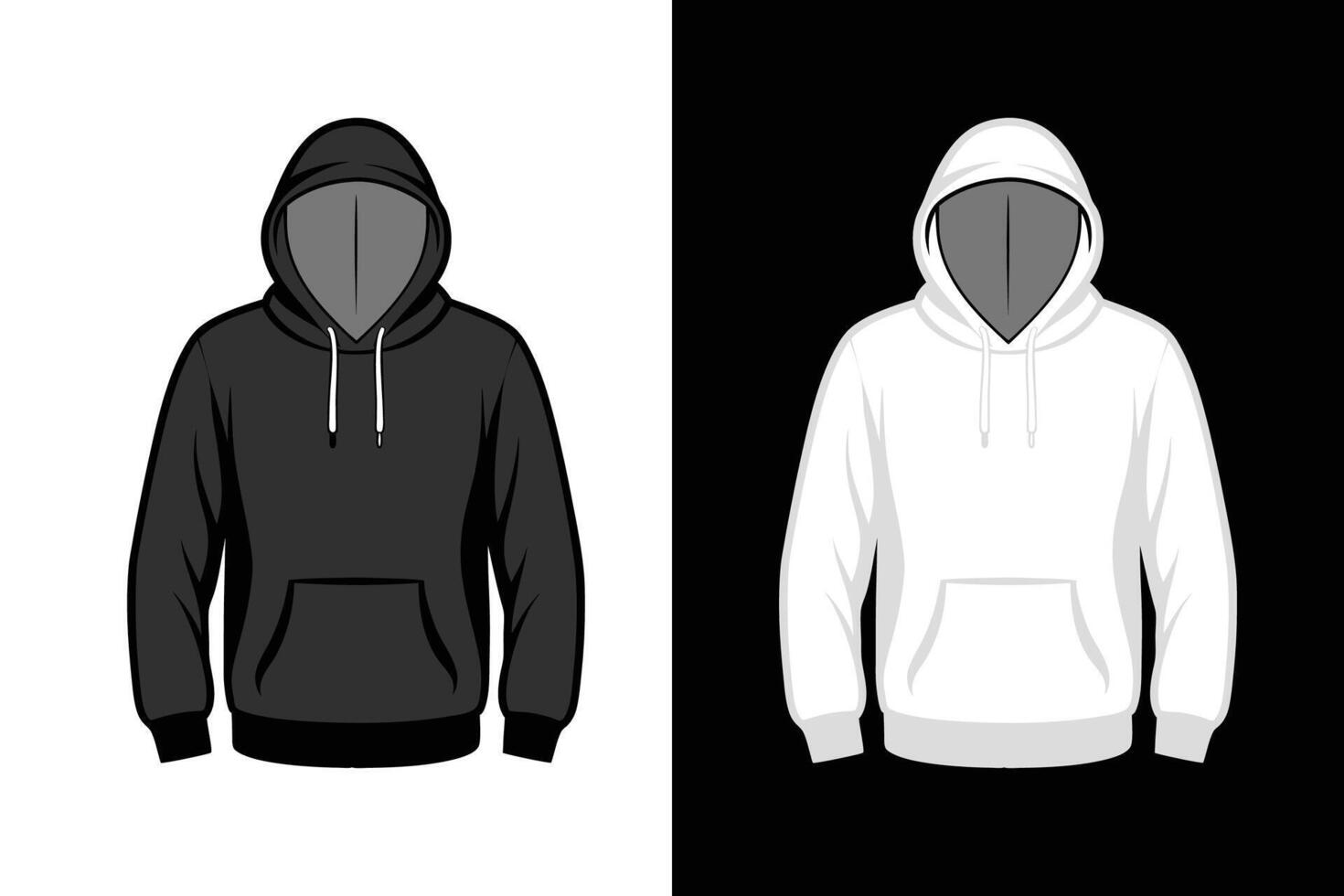 Black and white Color unisex Hoodie Mockup with white Background vector