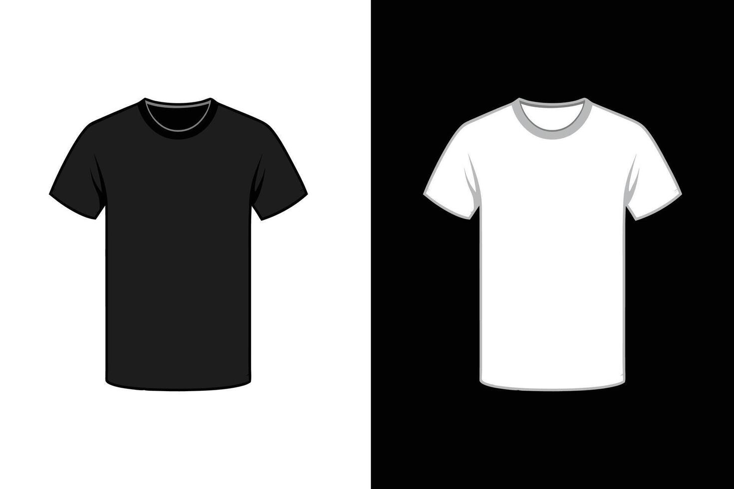 Black and white Color unisex T shirt Mockup Illustration art vector