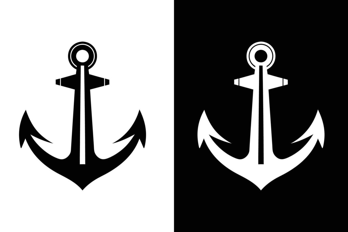 Ship anchor or boat anchor flat icon Silhouette vector