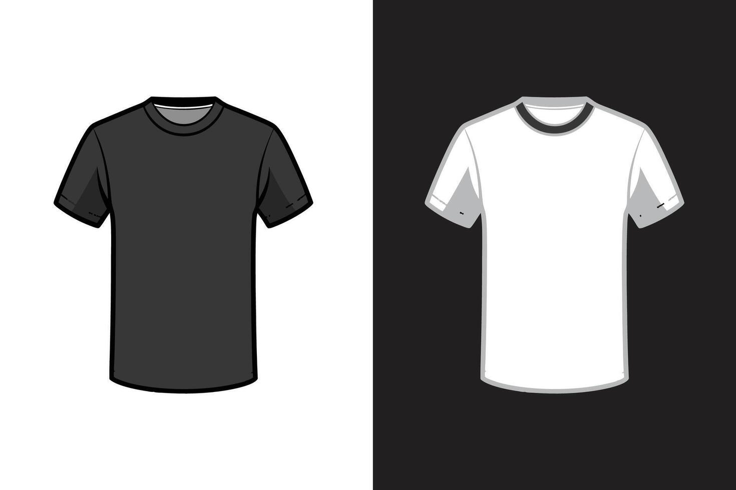 Black and white Color unisex T shirt Mockup Illustration art vector