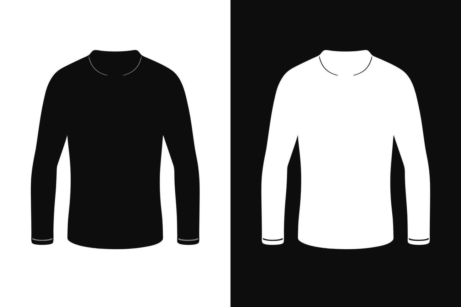 Black and white Color unisex Long Sleeve T shirt Mockup vector