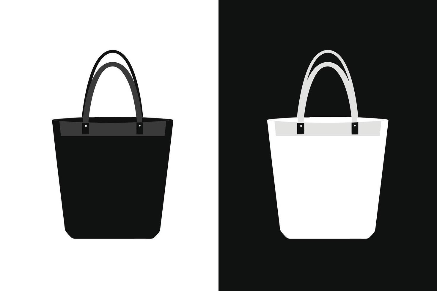 Black and white Color Tote Bag Mockup vector