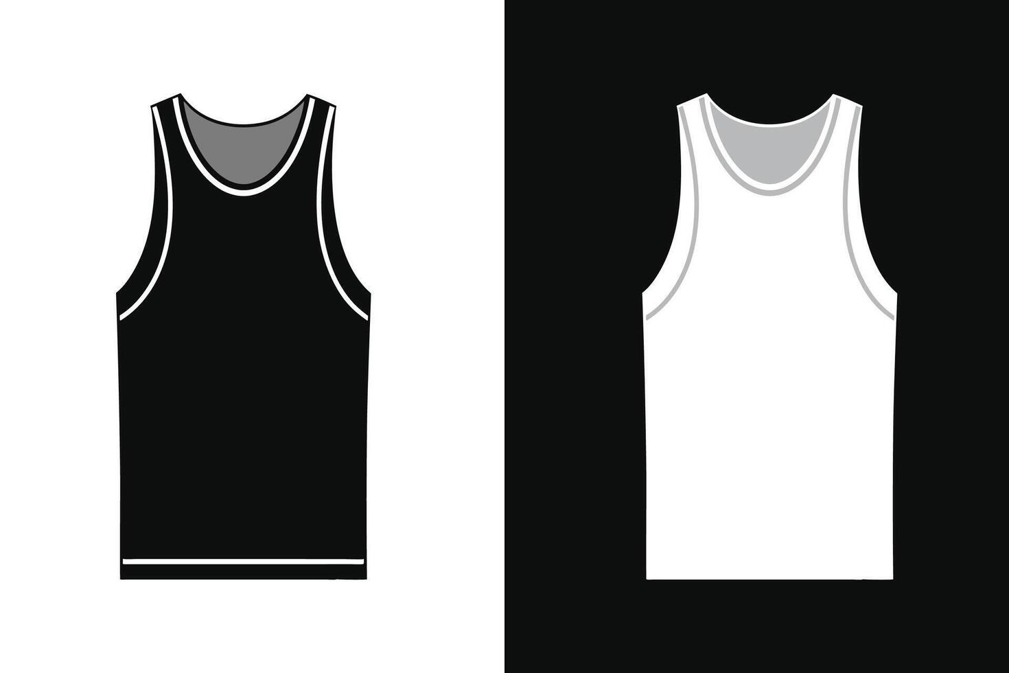 Black Color Men Tank Top Mockup vector