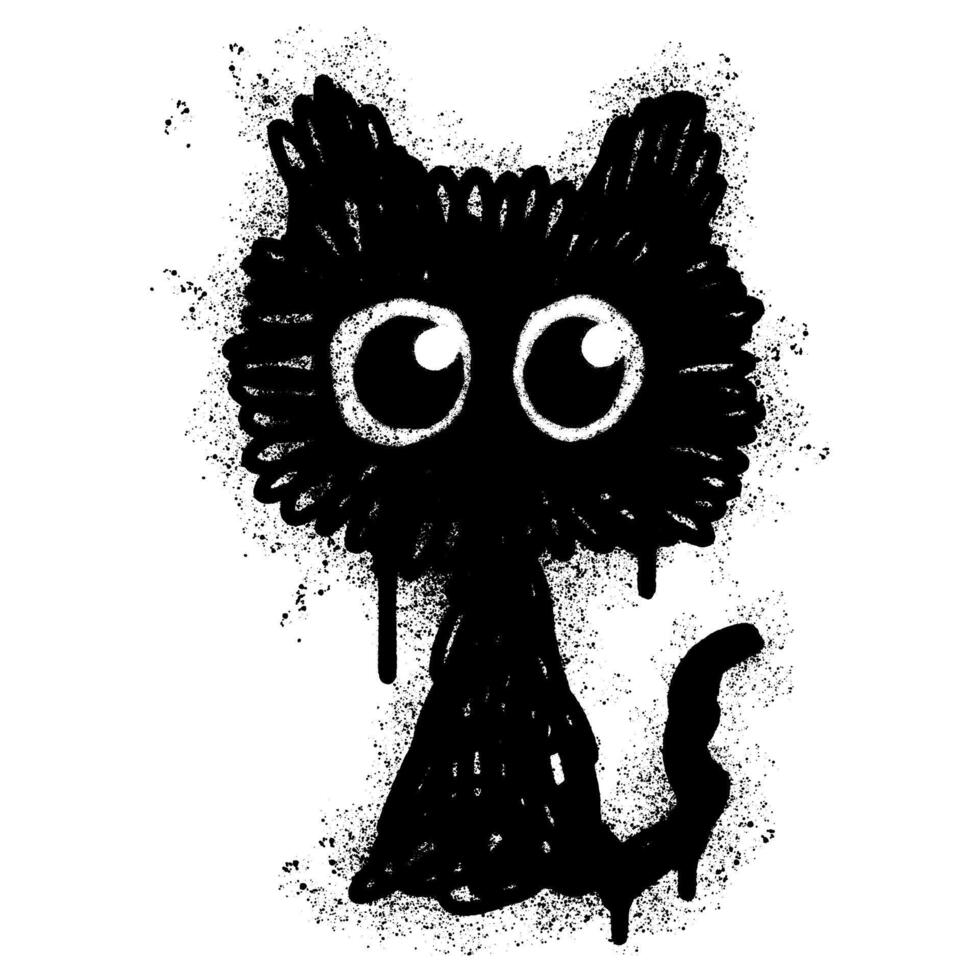 Spray Painted Graffiti Cat icon Word Sprayed isolated with a white background. graffiti Kitty sign with over spray in black over white. vector