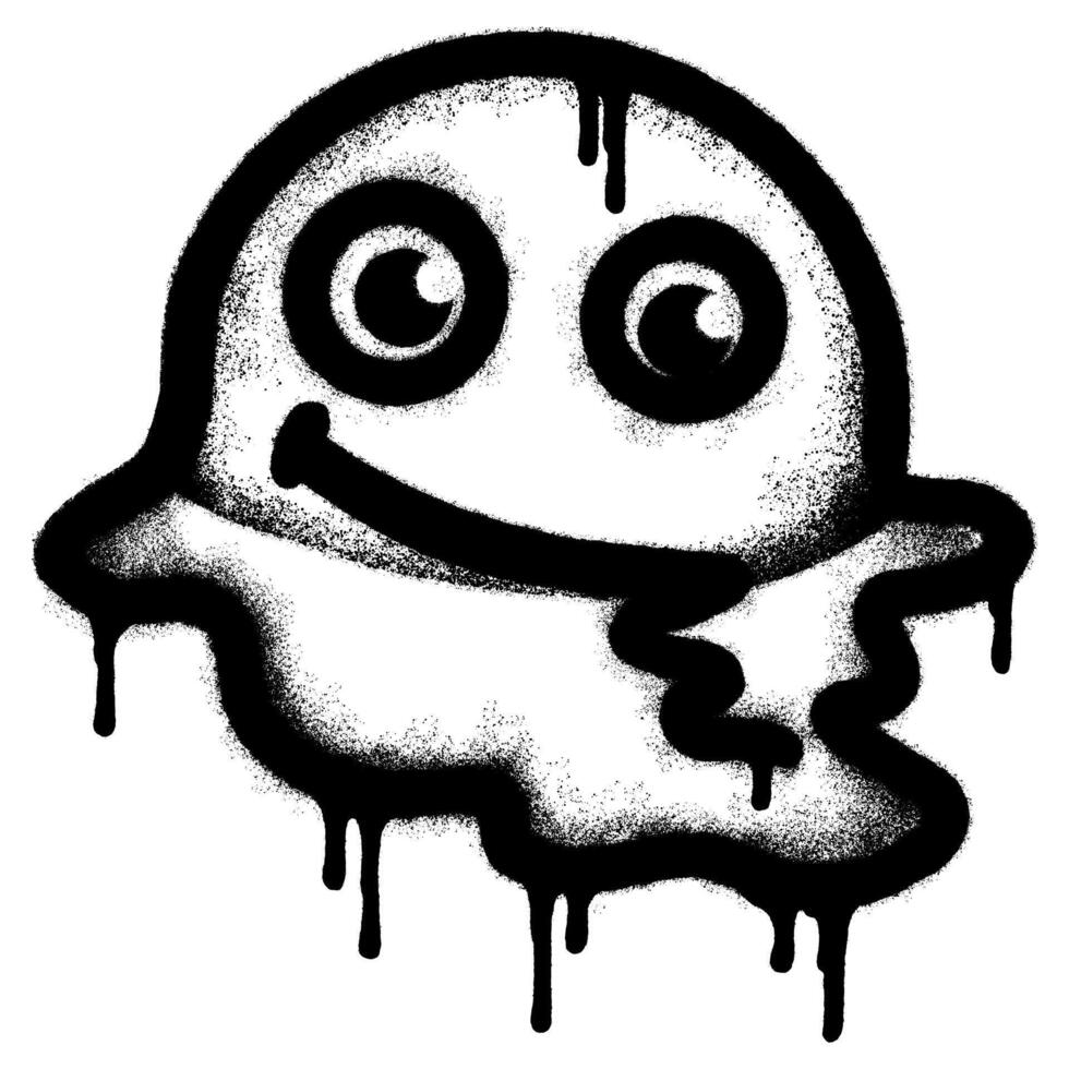 Spray Painted Graffiti Melting emoji Icon isolated on white background. vector