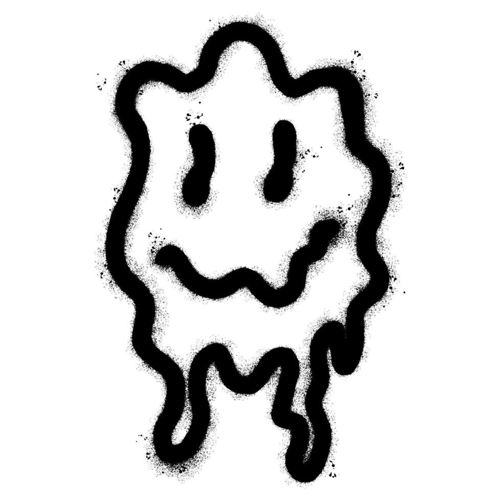 Spray Painted Graffiti Melting emoji Icon isolated on white background. vector