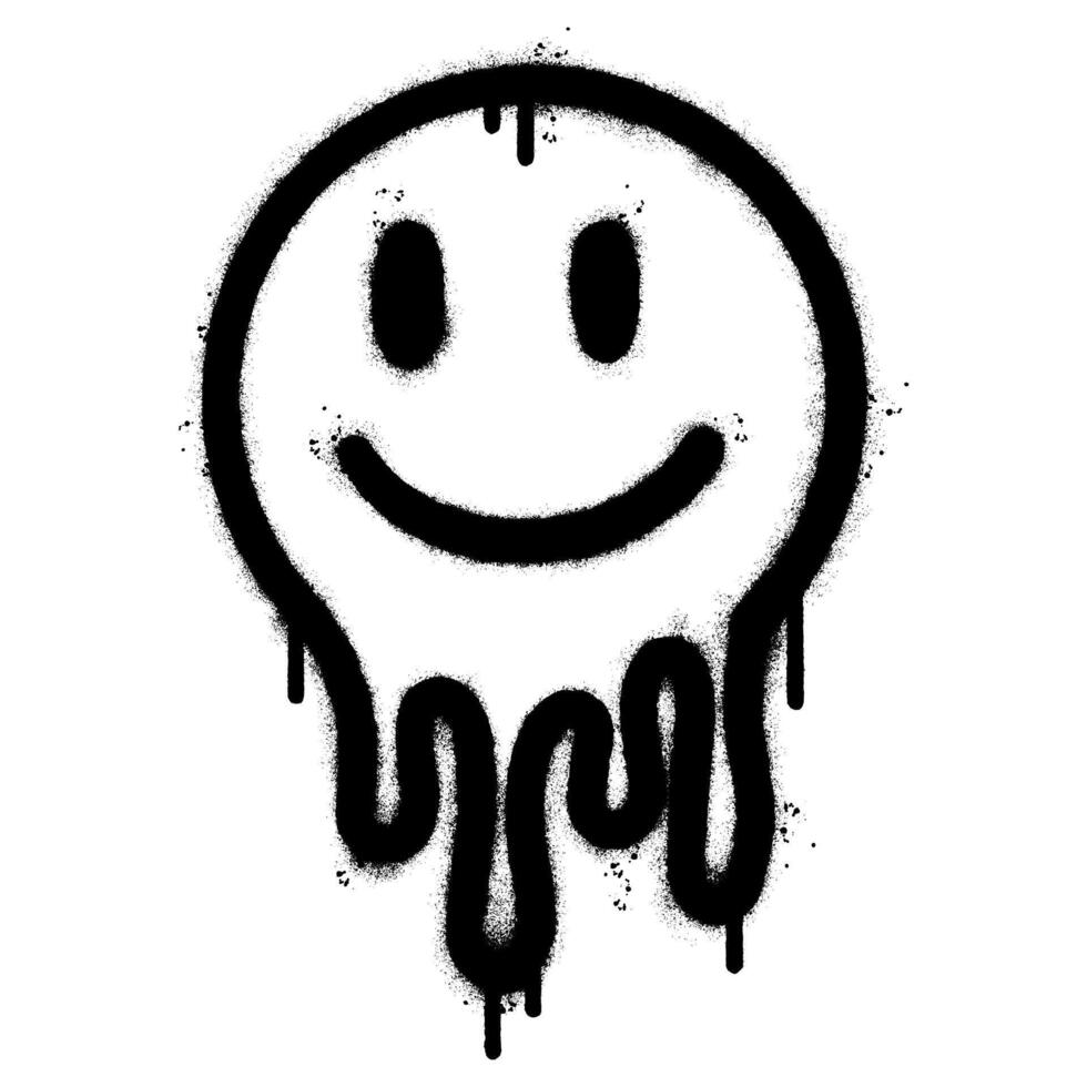 Spray Painted Graffiti Melting emoji Icon isolated on white background. vector