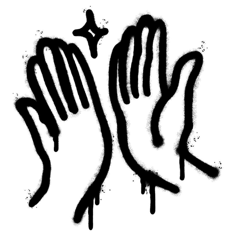 Spray Painted Graffiti High five sign Sprayed isolated with a white background. vector