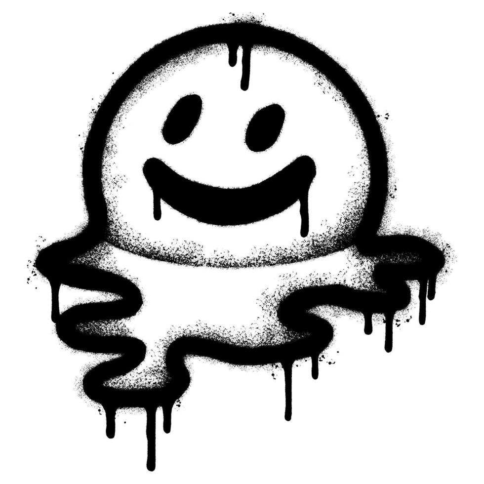 Spray Painted Graffiti Melting emoji Icon isolated on white background. vector