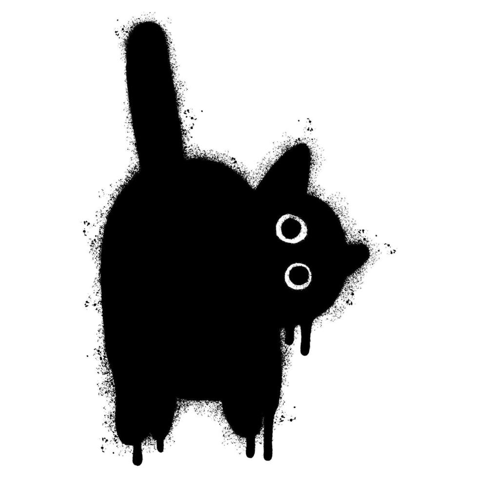 Spray Painted Graffiti Cat icon Word Sprayed isolated with a white background. graffiti Kitty sign with over spray in black over white. vector