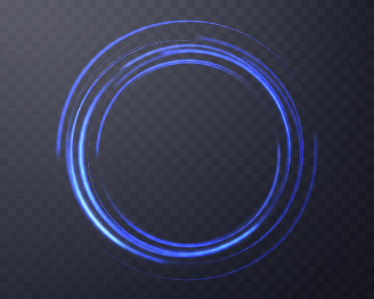 Blue magic ring with glowing. Neon realistic energy flare halo ring. Abstract light effect vector