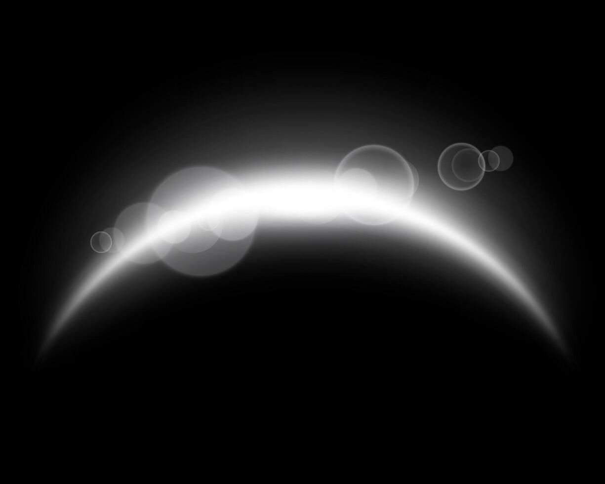 White magic arch with glowing particles, sunlight lens flare. Neon realistic energy flare arch. Silver abstract light effect vector