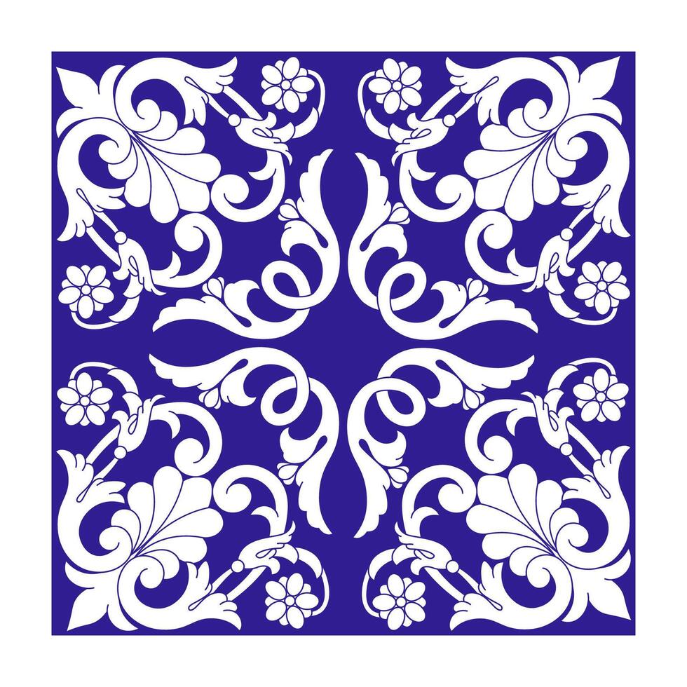 Spanish majolica seamless pattern. Sicilian hand-drawn ethnic folk blue ornament. Mediterranean porcelain pottery. Mexican talavera, portuguese azulejo, arabesque motif. illustration vector
