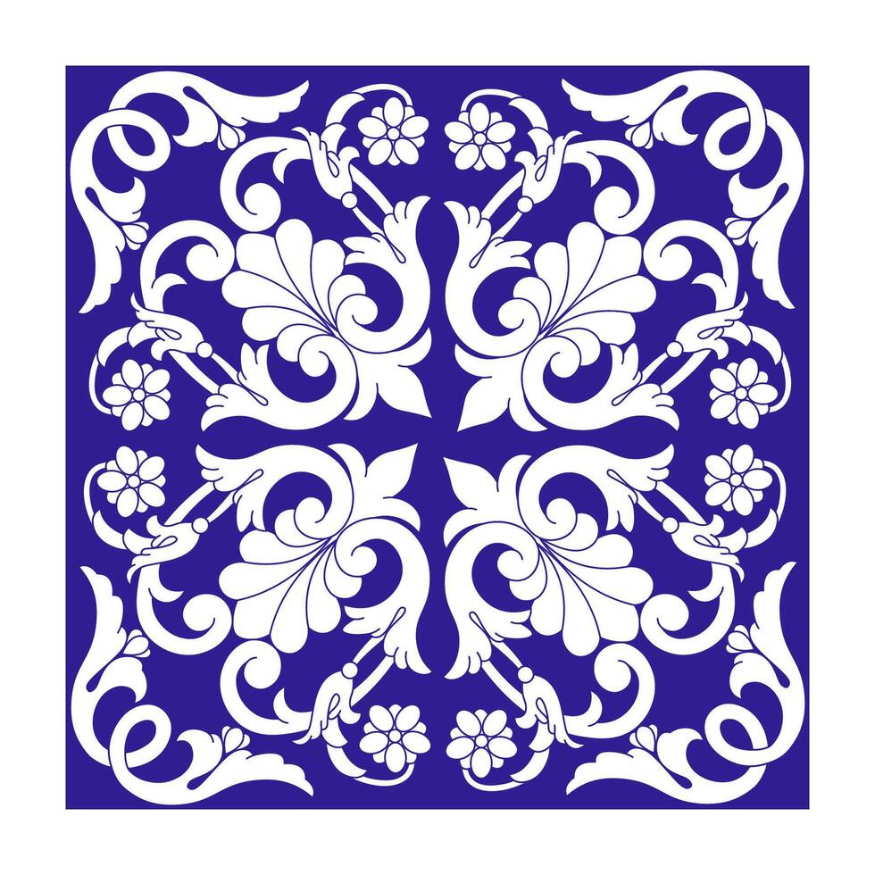 Spanish majolica seamless pattern. Sicilian hand-drawn ethnic folk blue ornament. Mediterranean porcelain pottery. Mexican talavera, portuguese azulejo, arabesque motif. illustration vector