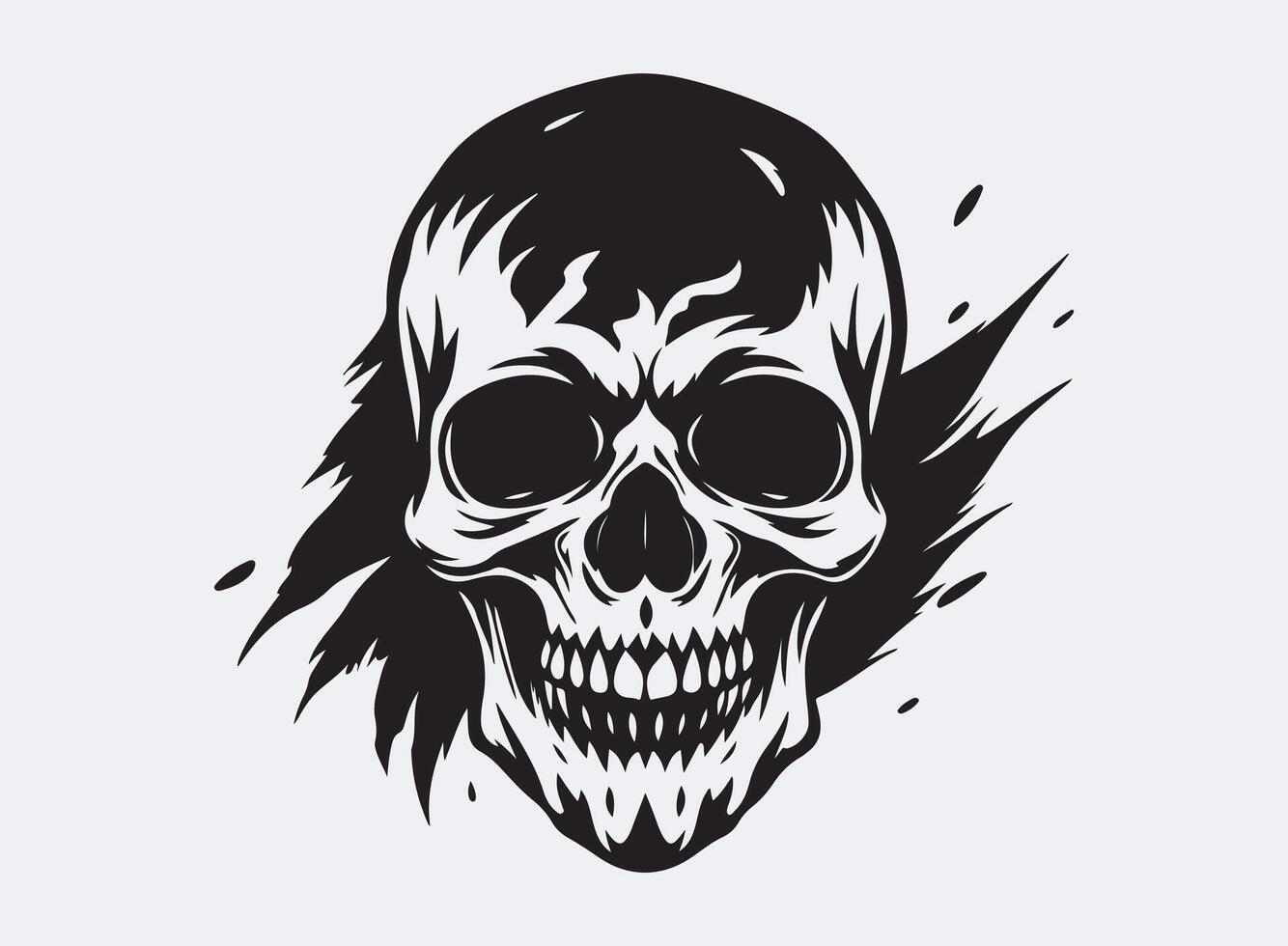 Blood skull silhouette, skull logo, illustration isolated on white background. vector